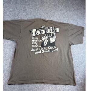 VINTAGE 90s Big Johnson Tequila Shirt Mens Brown Graphic Novelty Funny Tee XL